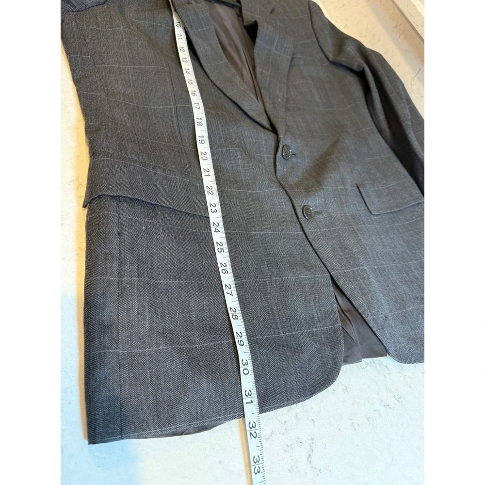 Christian‎ Dior Monsieur Grey Windowpane Pure Virgin Wool Blazer Sport Coat Mens